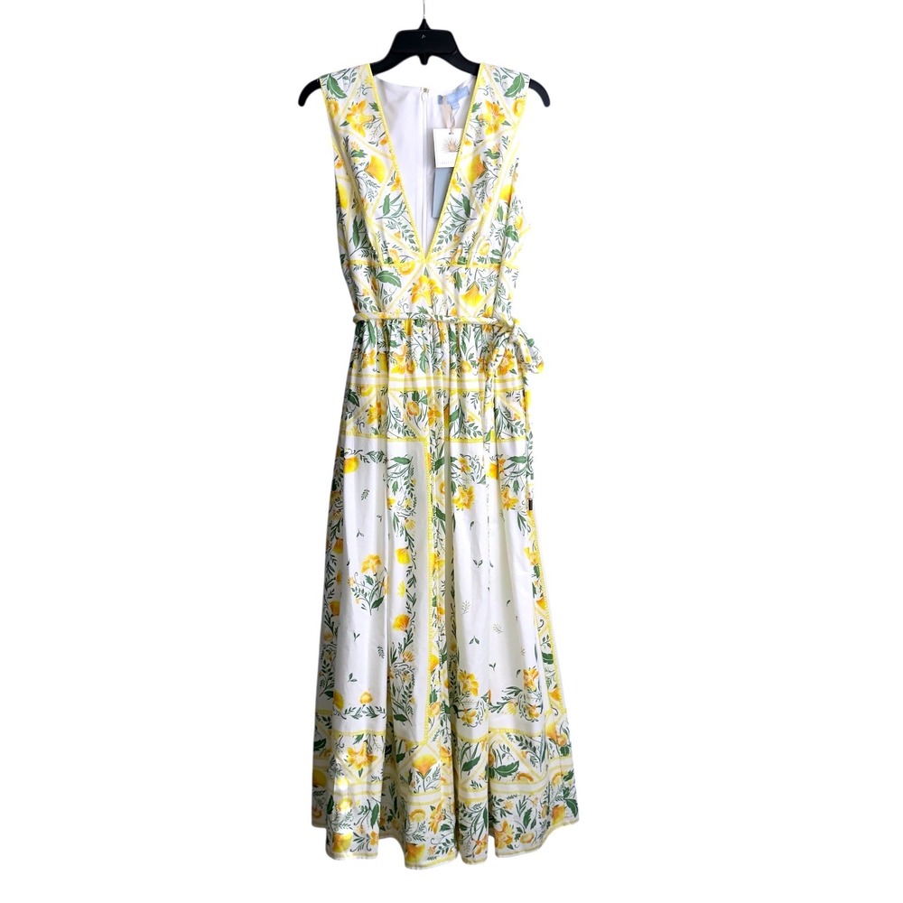 NWT ANTONIO MELANI White and Yellow Floral Maxi Dress- brand new size 12 - Picture 3 of 8